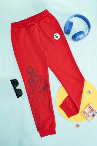 red print full length mid rise casual boys jogger fit jogger pants