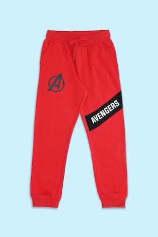 red print full length mid rise casual boys regular fit jogger pants