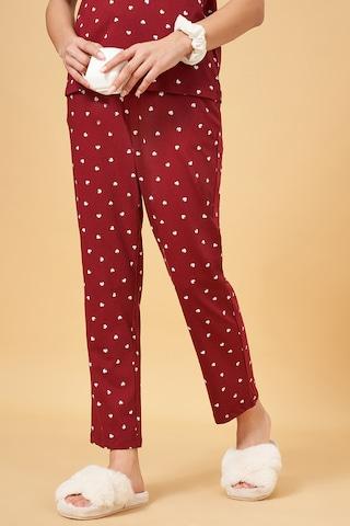 red print full length sleepwear women regular fit pyjamas
