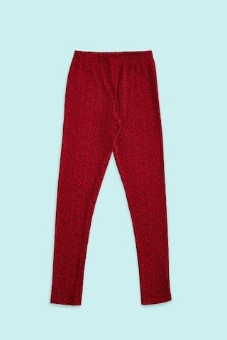 red printed ankle-length casual girls regular fit leggings