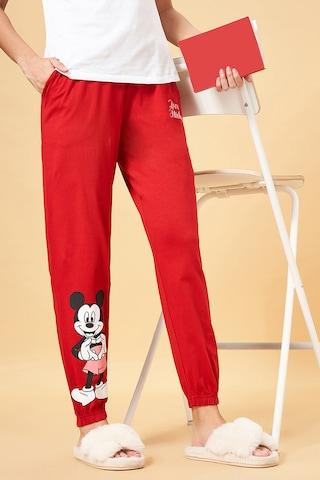 red printed cotton women comfort fit joggers