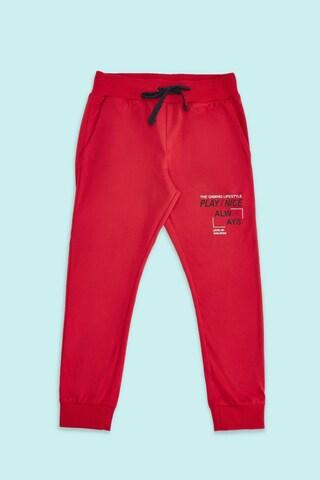 red printed full length casual boys regular fit track pants