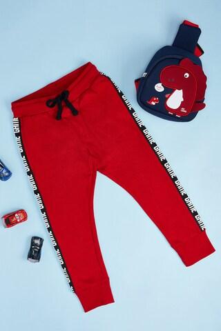 red printed full length mid rise smart casual boys joggers fit jogger pants