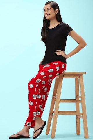 red printed full length sleepwear women comfort fit pyjama