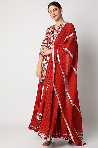 red printed gharara set for girls