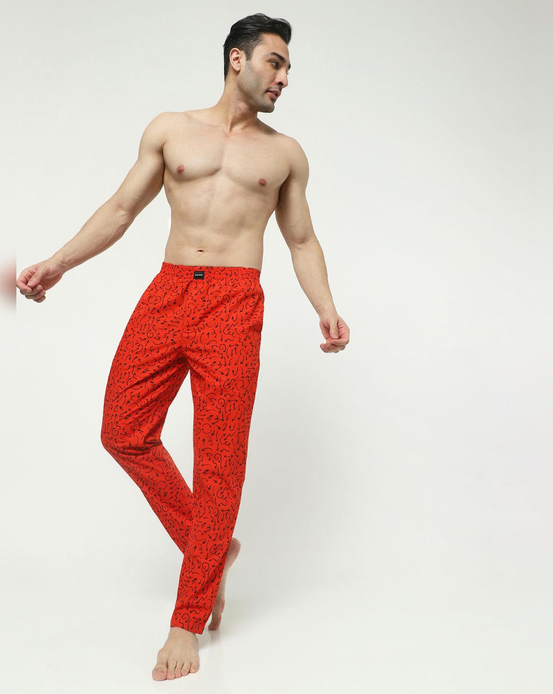 red printed pyjamas