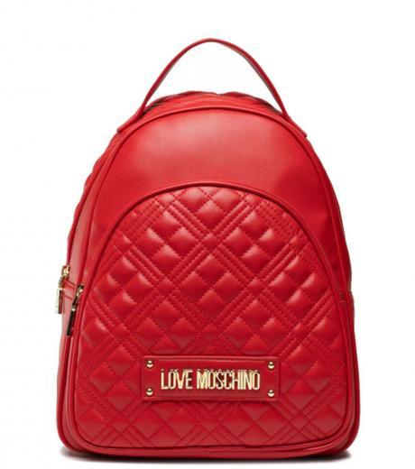 red quilted medium backpack
