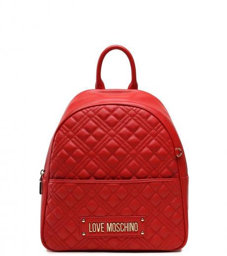 red quilted small backpack