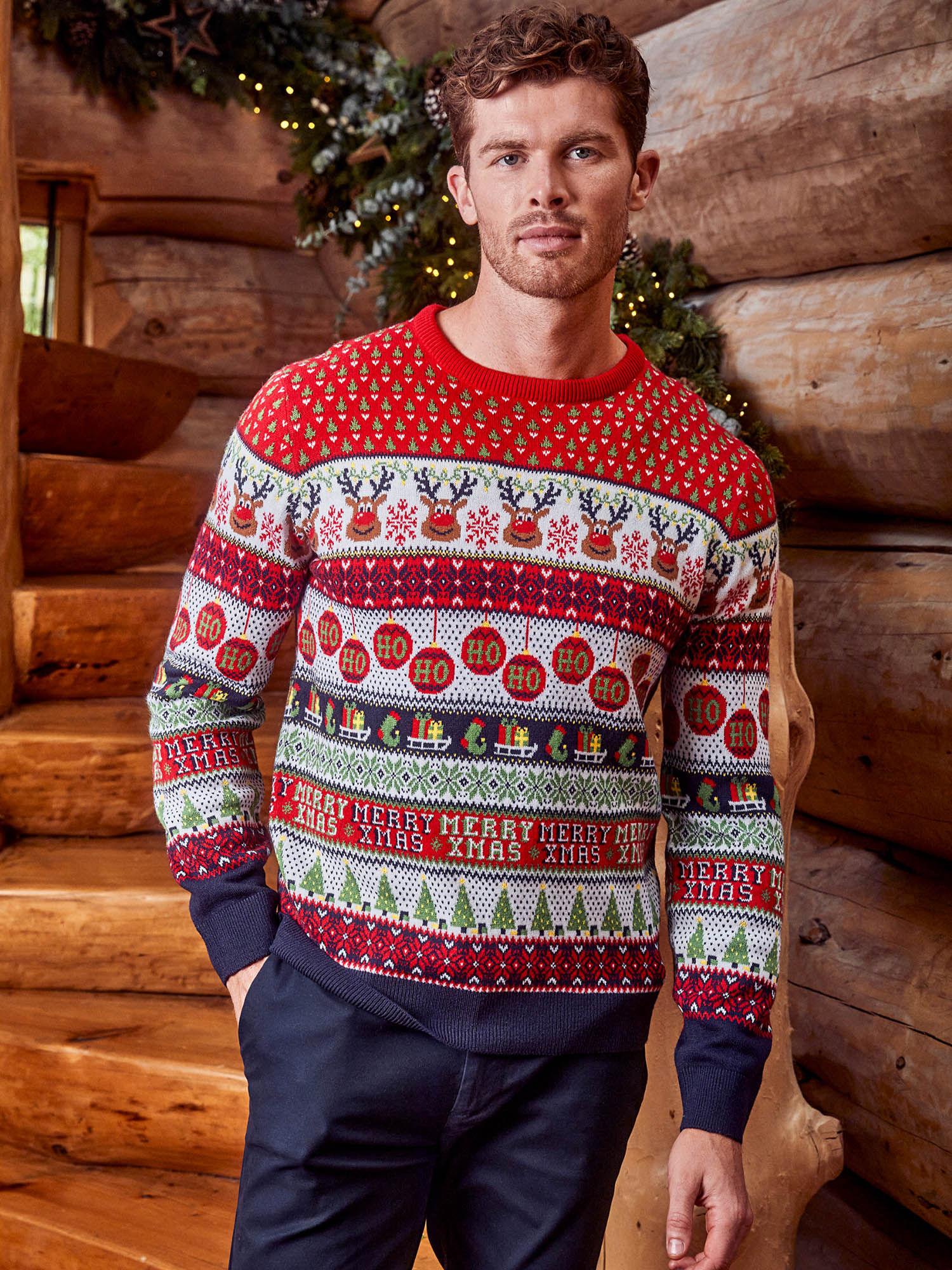 red reindeer fair isle christmas sweater