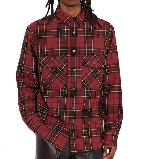 red relaxed button up shirt