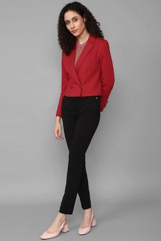 red solid  business casual women regular fit blazer