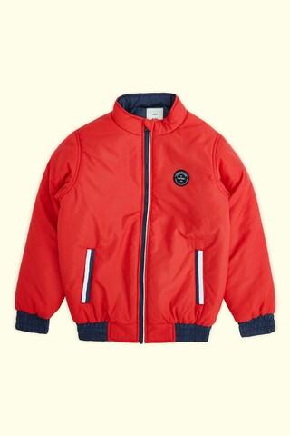 red solid casual full sleeves high neck boys regular fit jacket