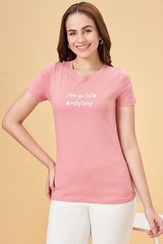 red solid cotton women regular fit tops