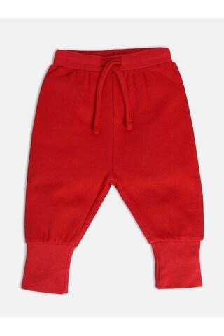 red solid full length casual girls regular fit jogger pants