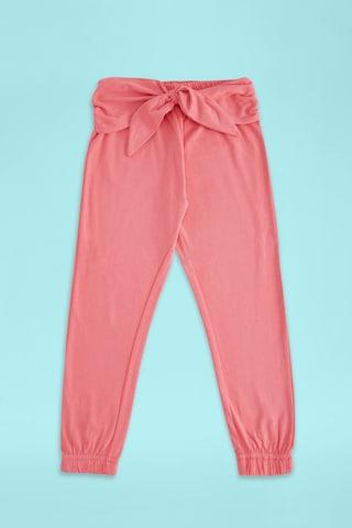 red solid full length casual girls regular fit track pants