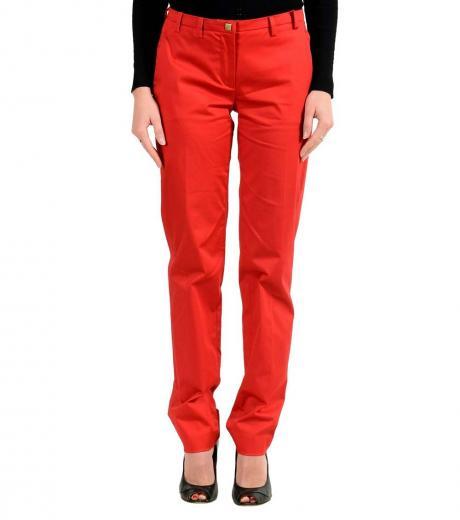 red stretch casual pants