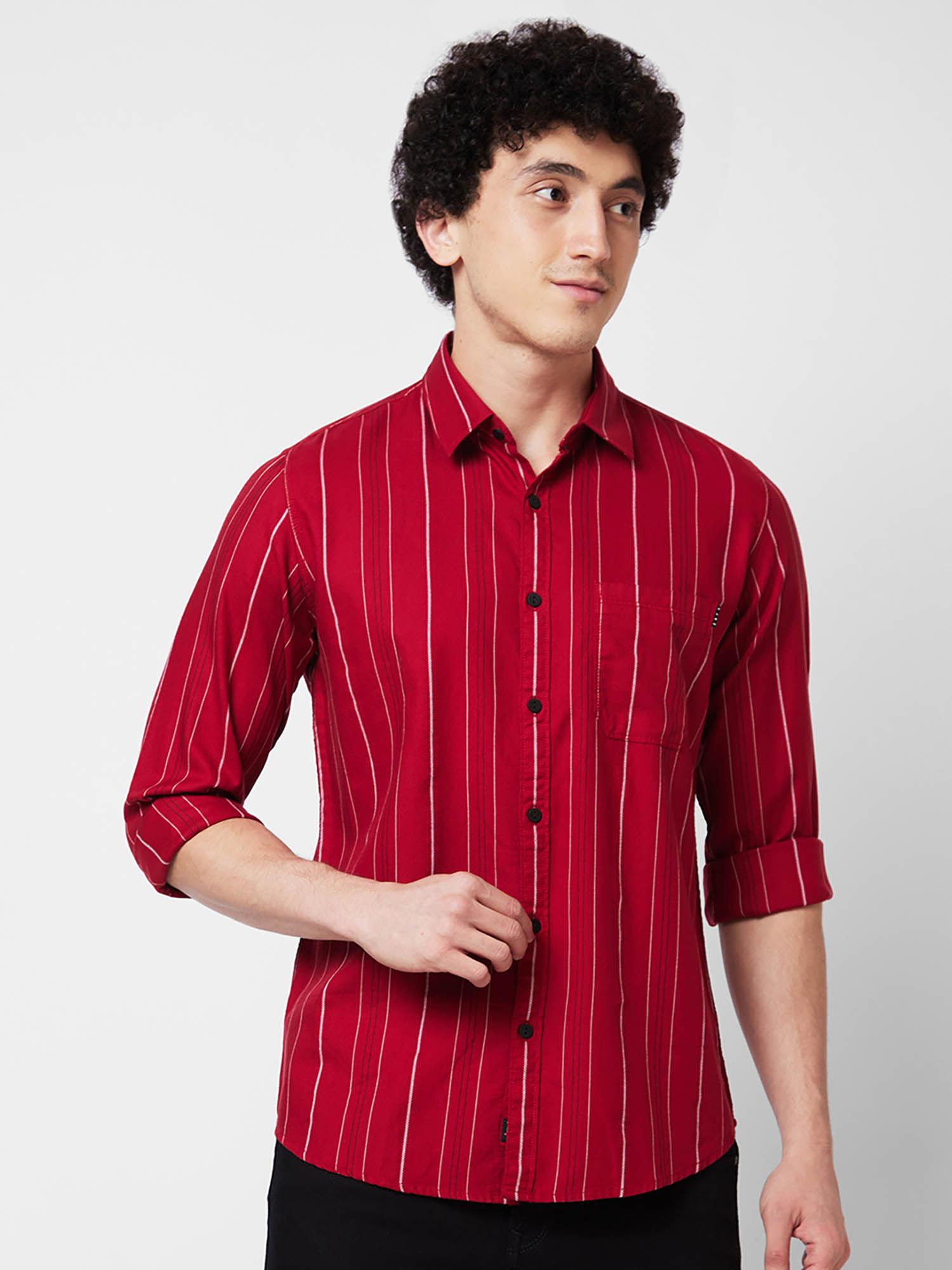 red striped full sleeve shirt for men