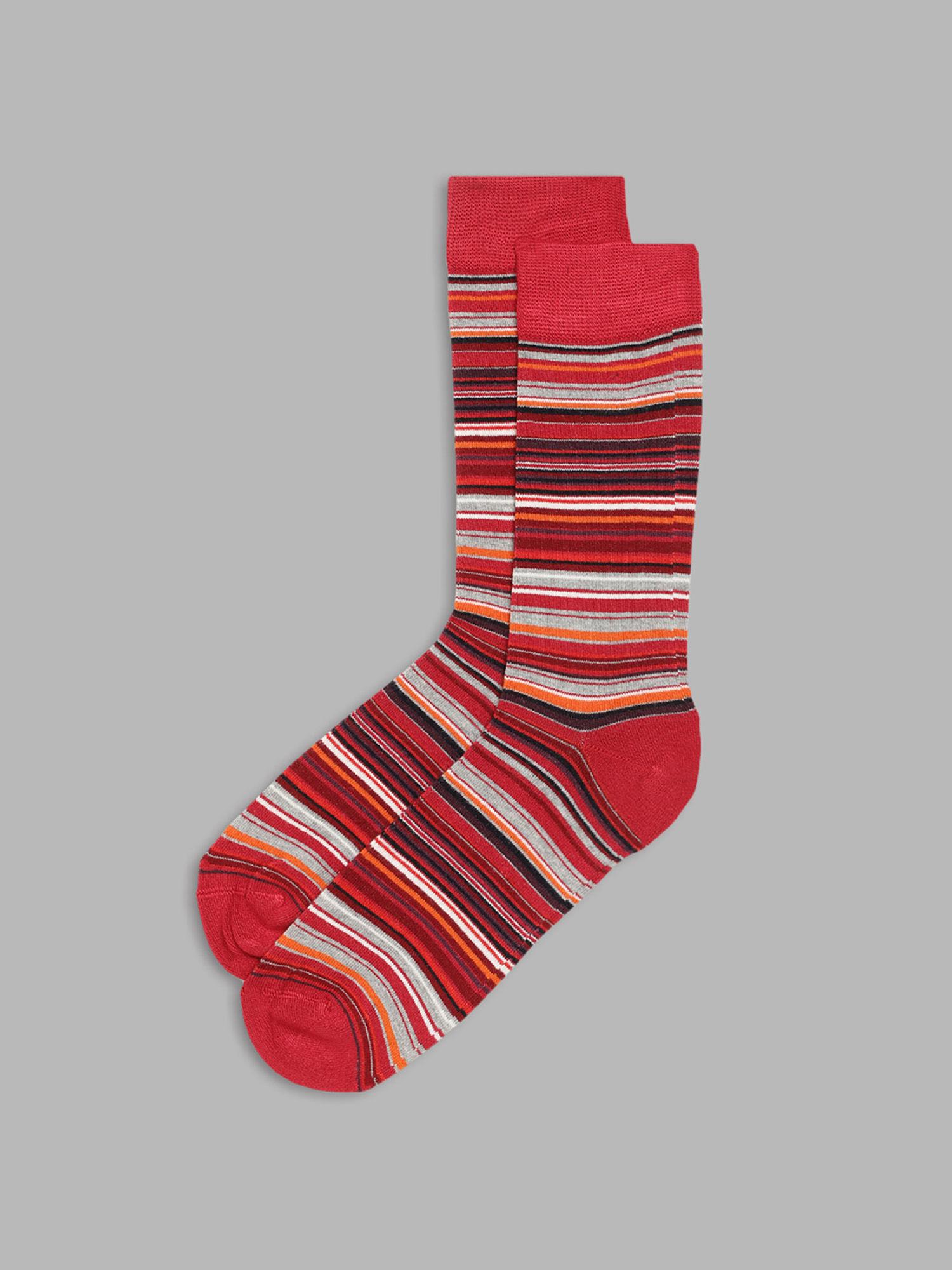 red stripes mid-calf length socks