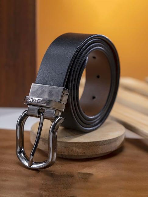 red tape black & tan leather solid reversible belt