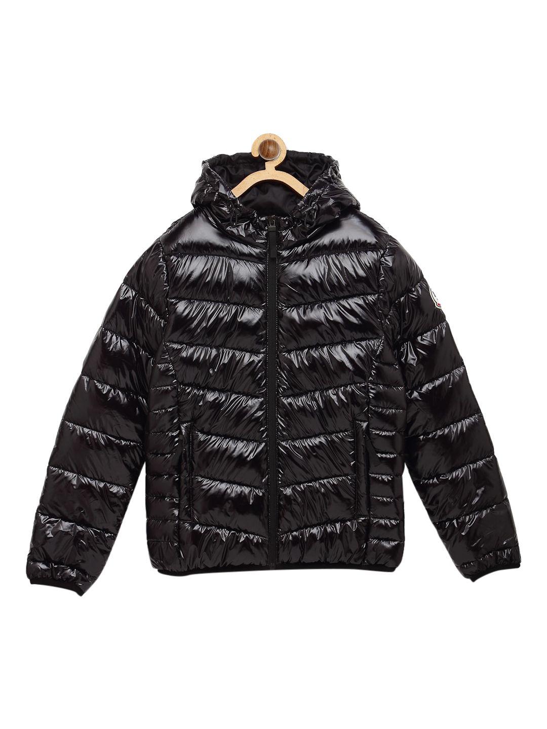 red tape boys black solid hooded puffer jacket