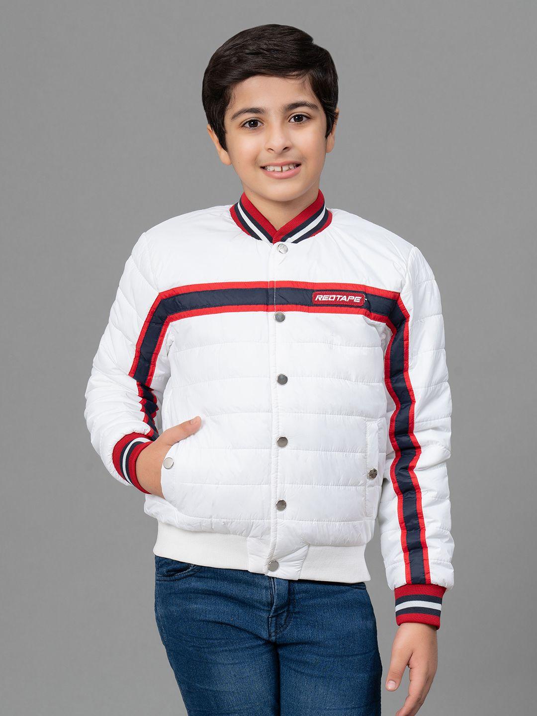 red tape boys white geometric solid padded jacket