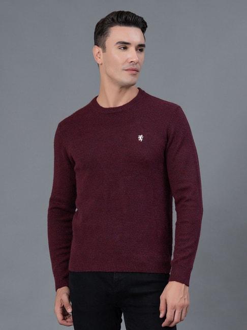 red tape maroon regular fit round neck sweater