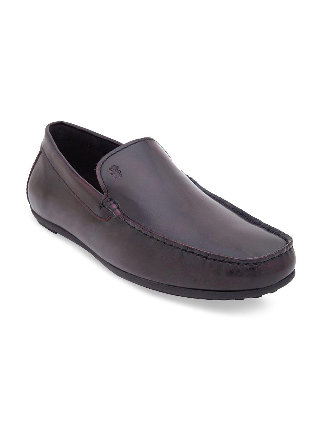 red tape men brown solid leather formal loafers