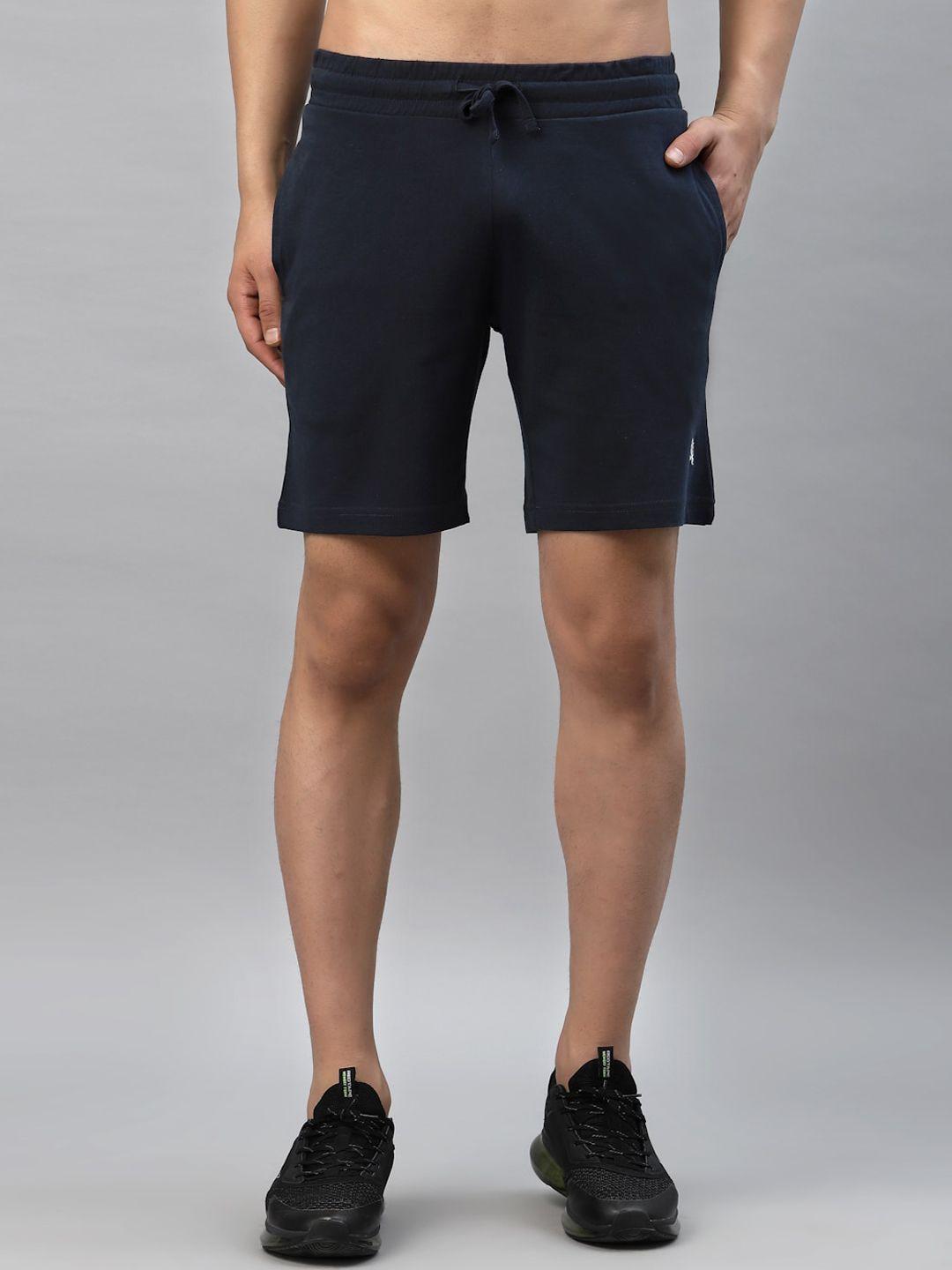 red tape men navy blue pure cotton sports shorts