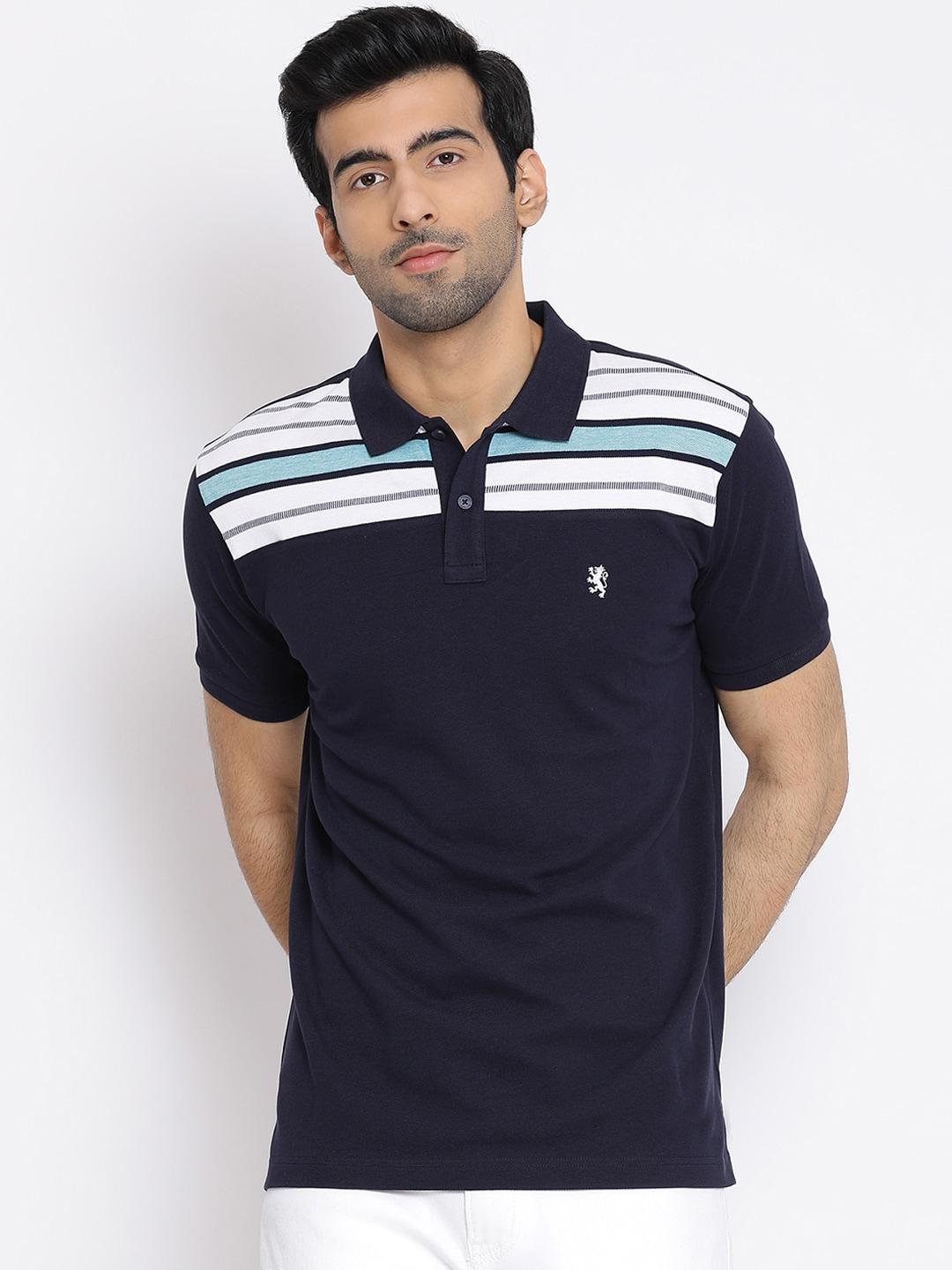 red-tape-men-navy-blue-striped-polo-collar-cotton-pure-cotton-t-shirt