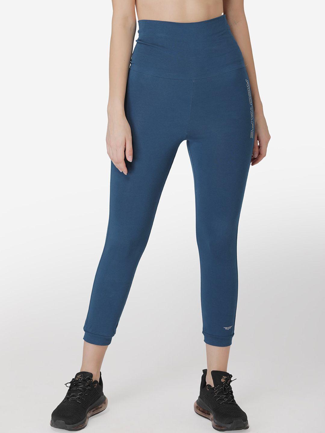 red tape women blue solid sports tights