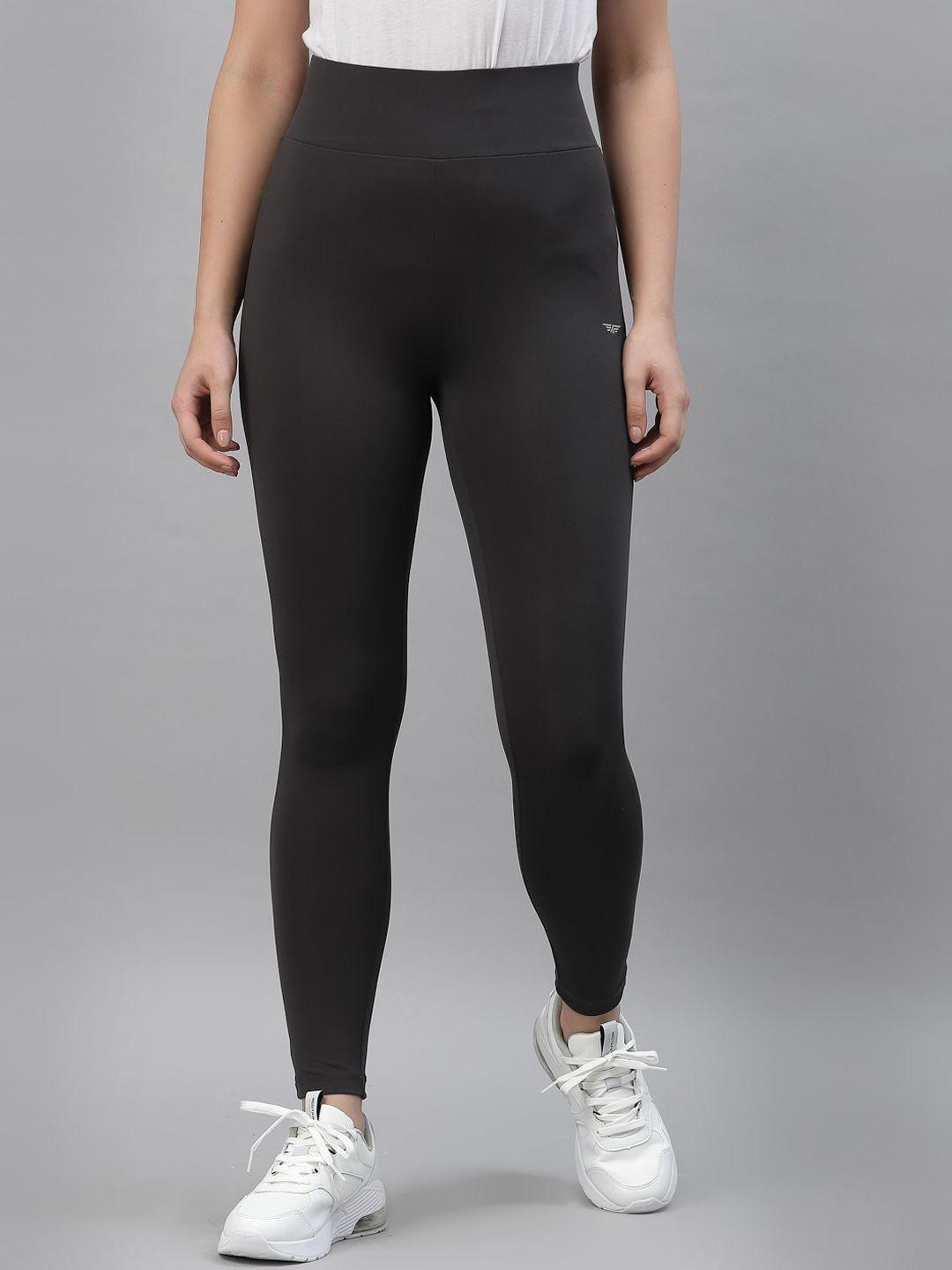 red tape women grey solid activewear tights