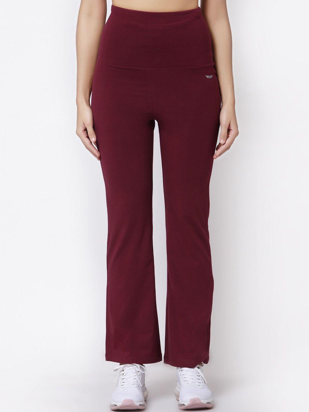 red tape women maroon solid yoga track pants