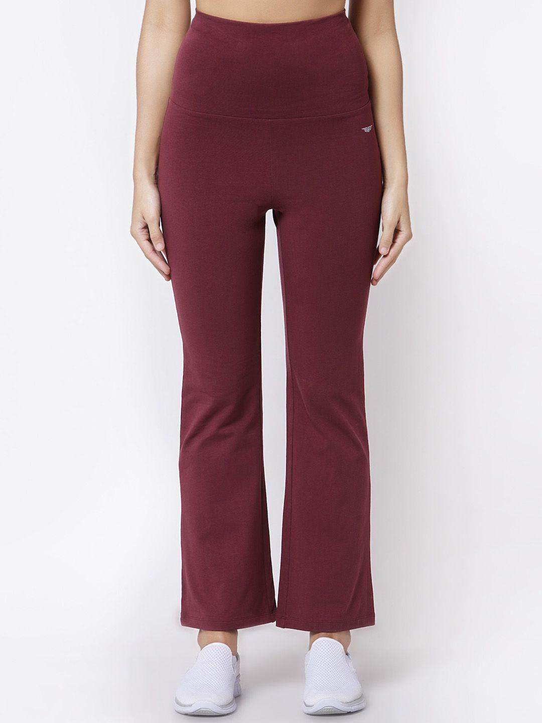 red tape women maroon solid yoga track pants