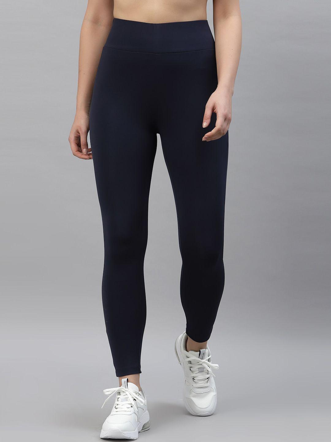 red tape women navy blue high waist solid activewear tights