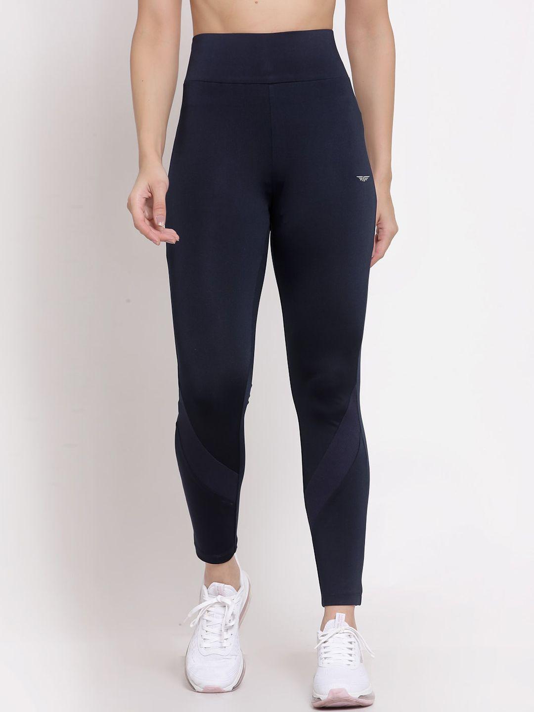 red tape women navy blue solid sports tights