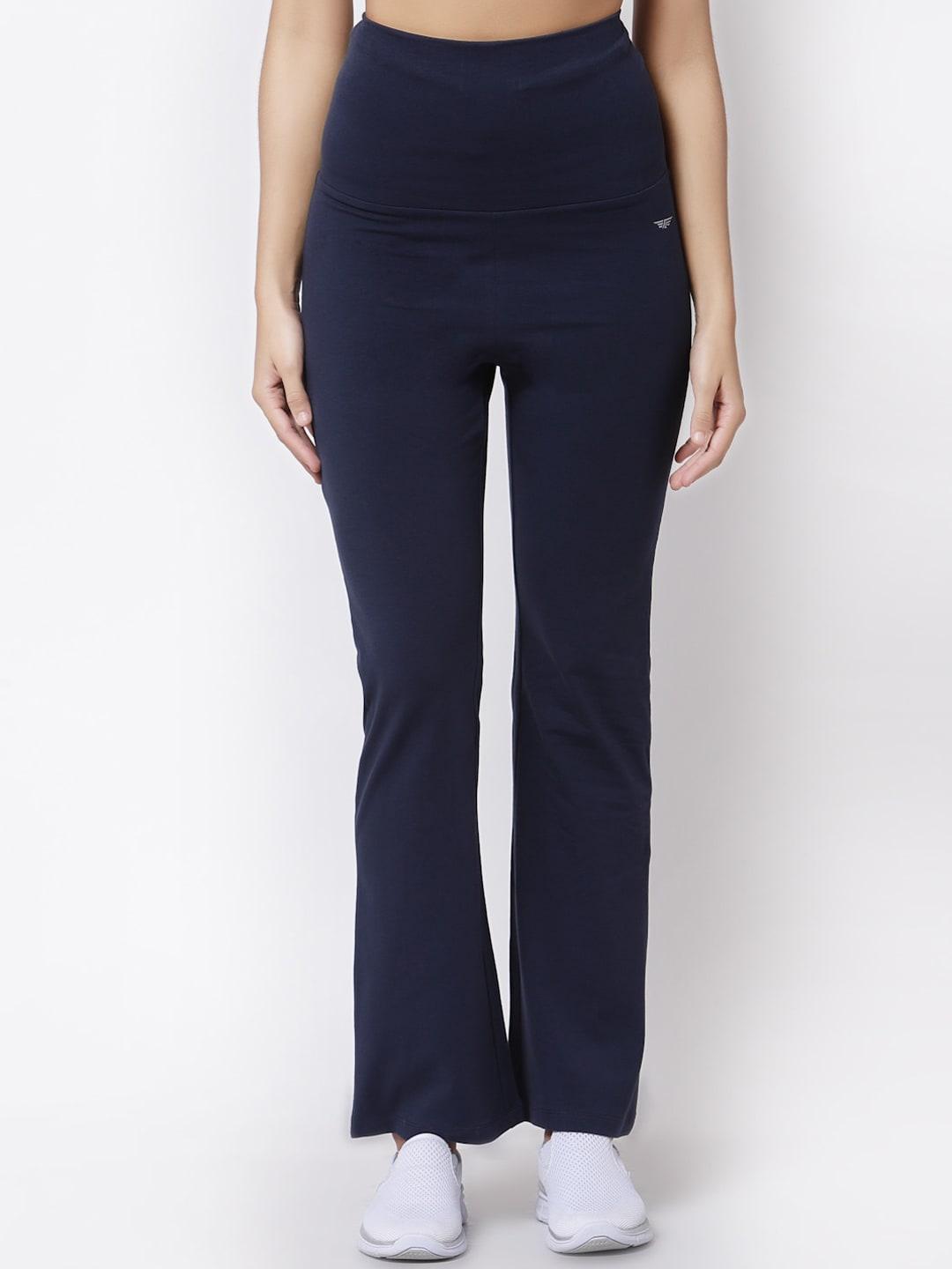 red tape women navy blue solid yoga track pants