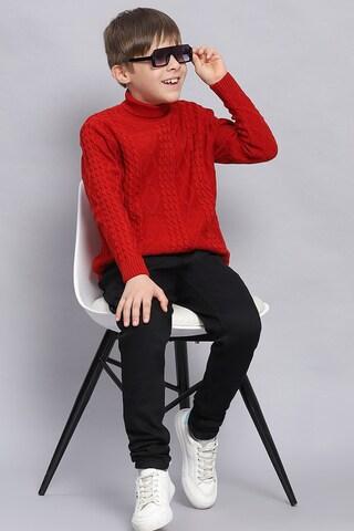 red textured pullover
