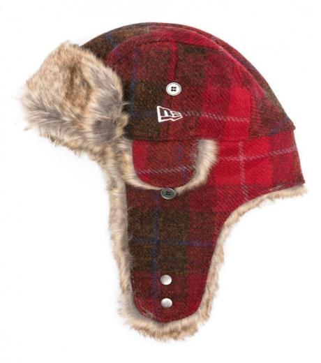 red trapper new era harris tweed check hat