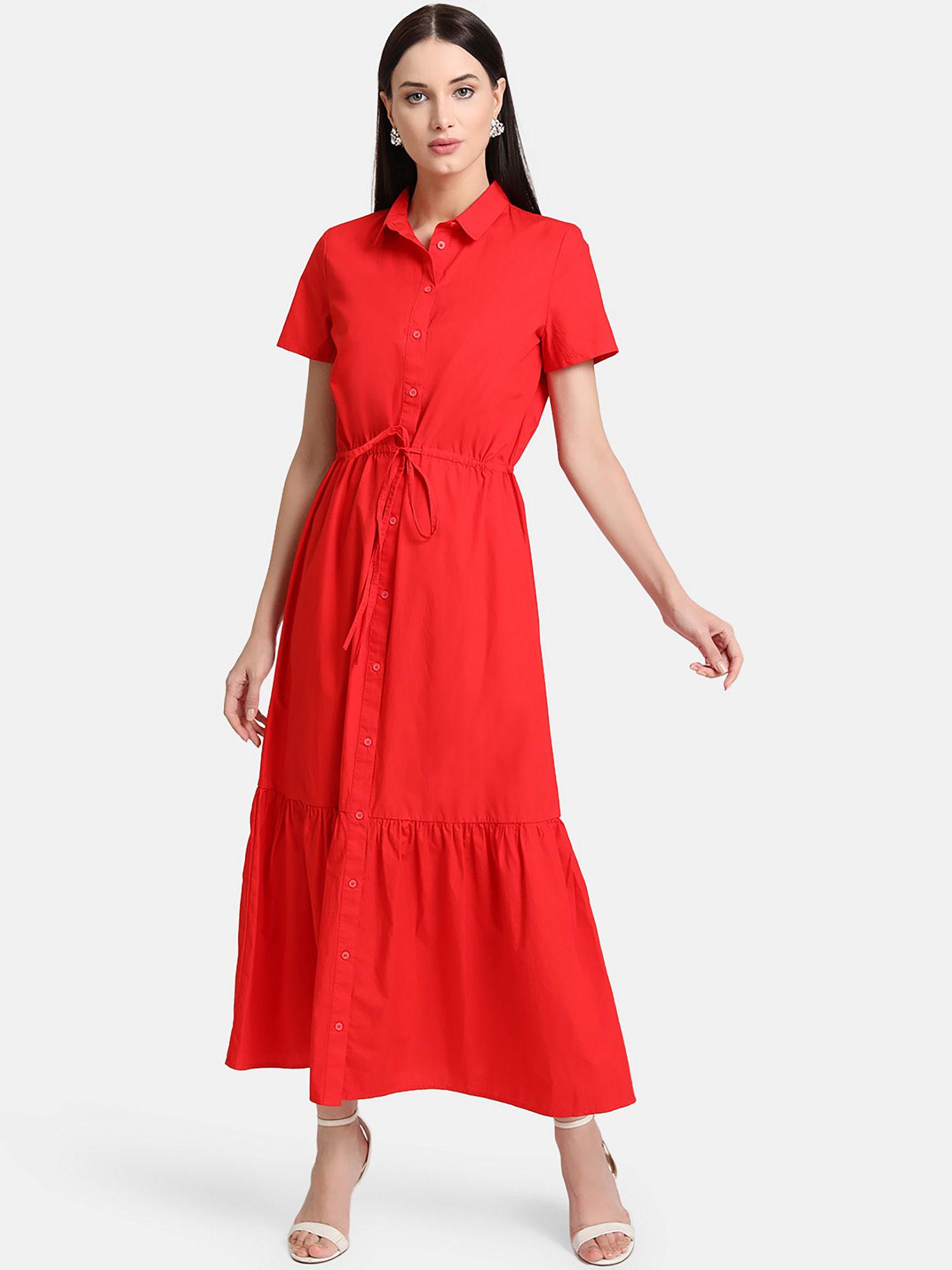 red vila long maxi dress