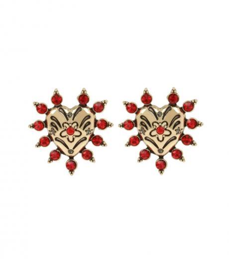 red vintage heart earrings