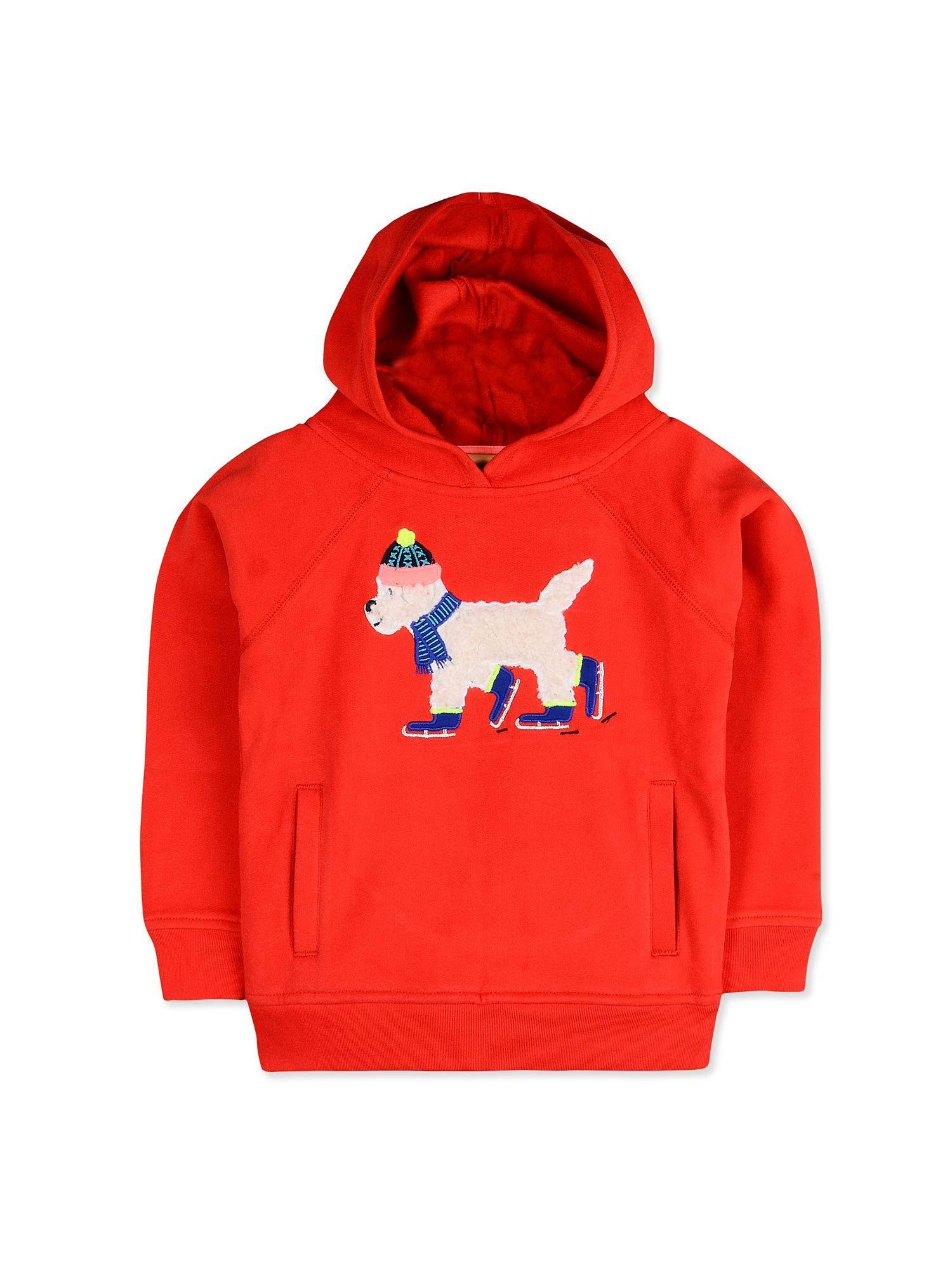 red winterwear bright embroidered hooded sweatshirt
