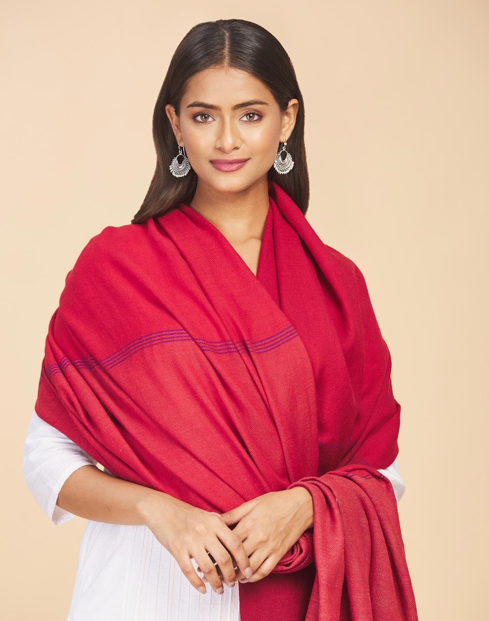red wool shawl