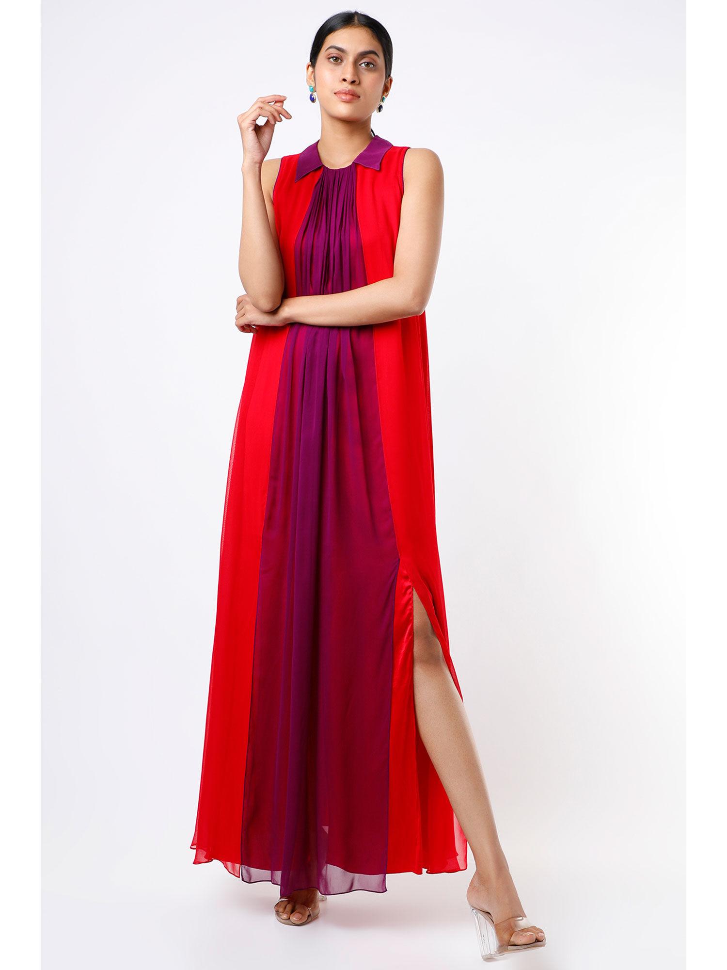 red&purple maxi dress