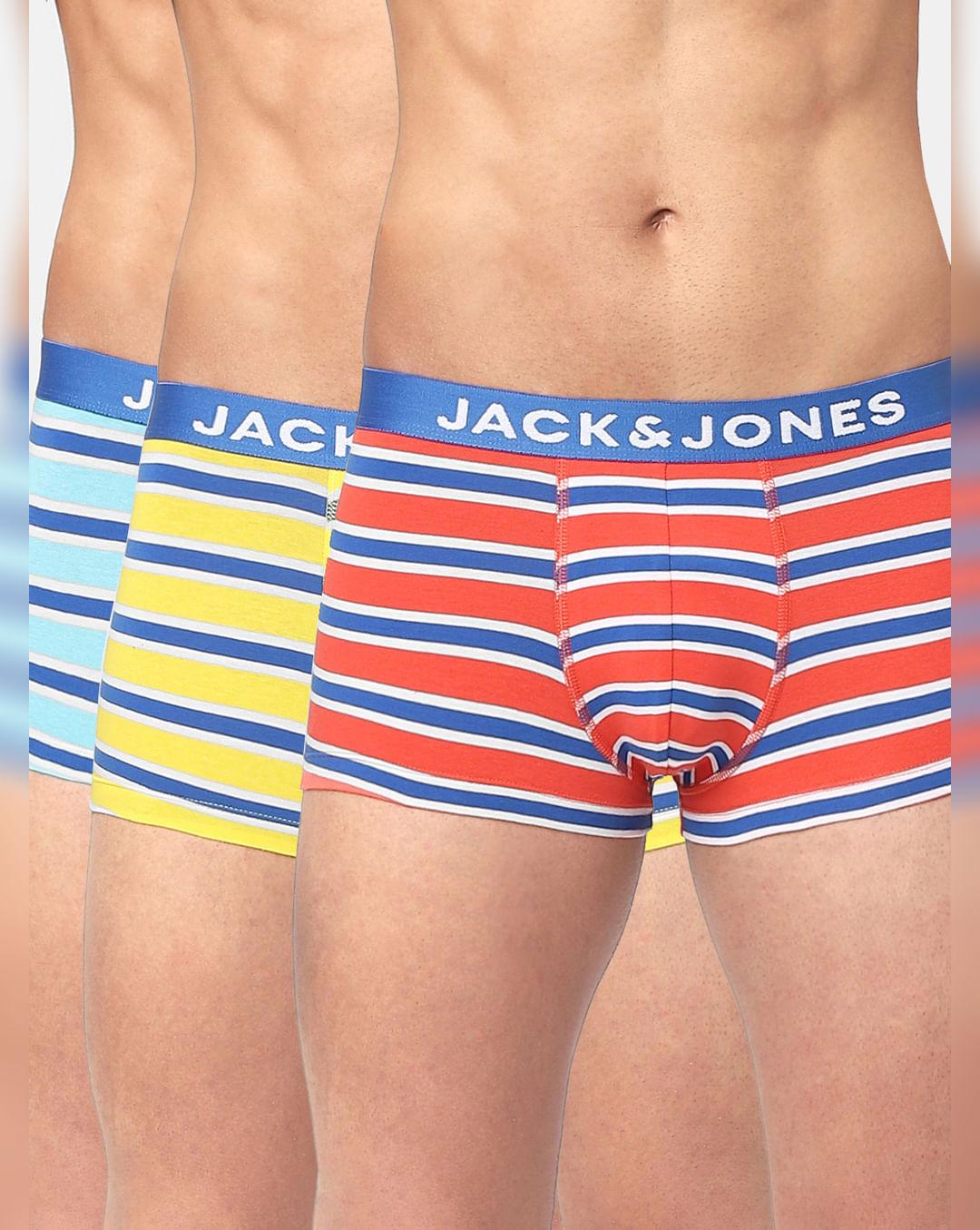 red, yellow & blue striped trunks - pack of 3