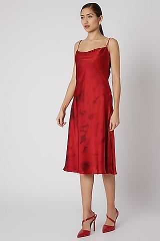 red & black tie-dye slip dress
