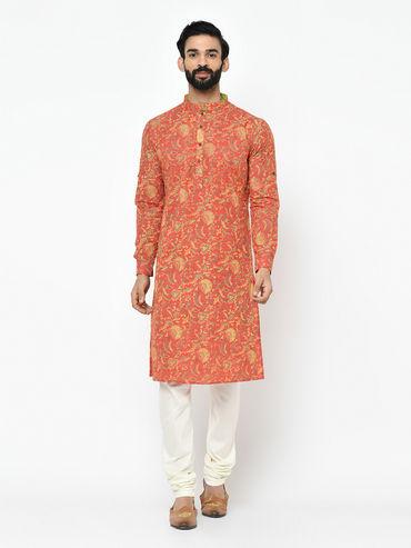 red abstract kurta