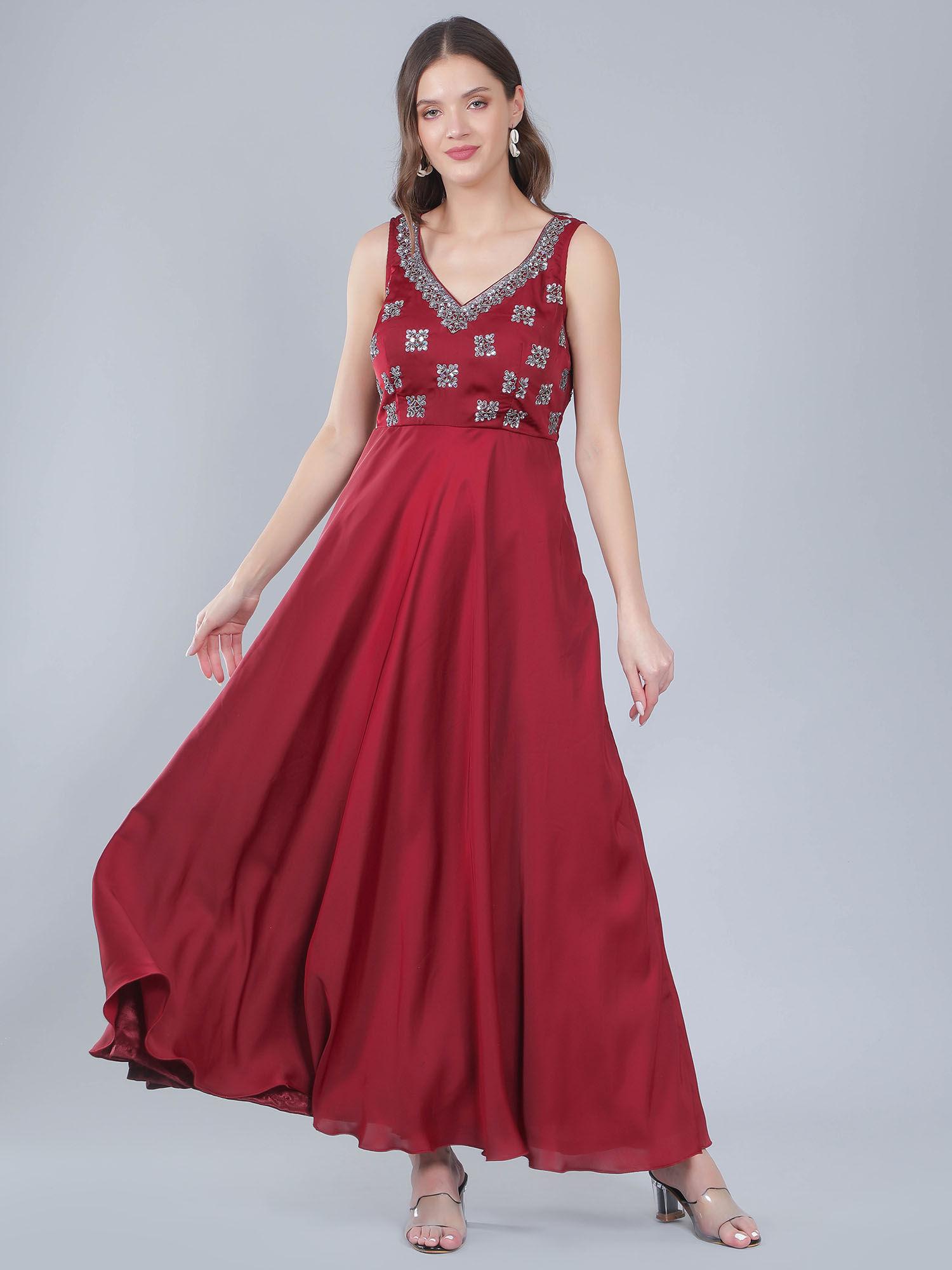 red anarkali gown