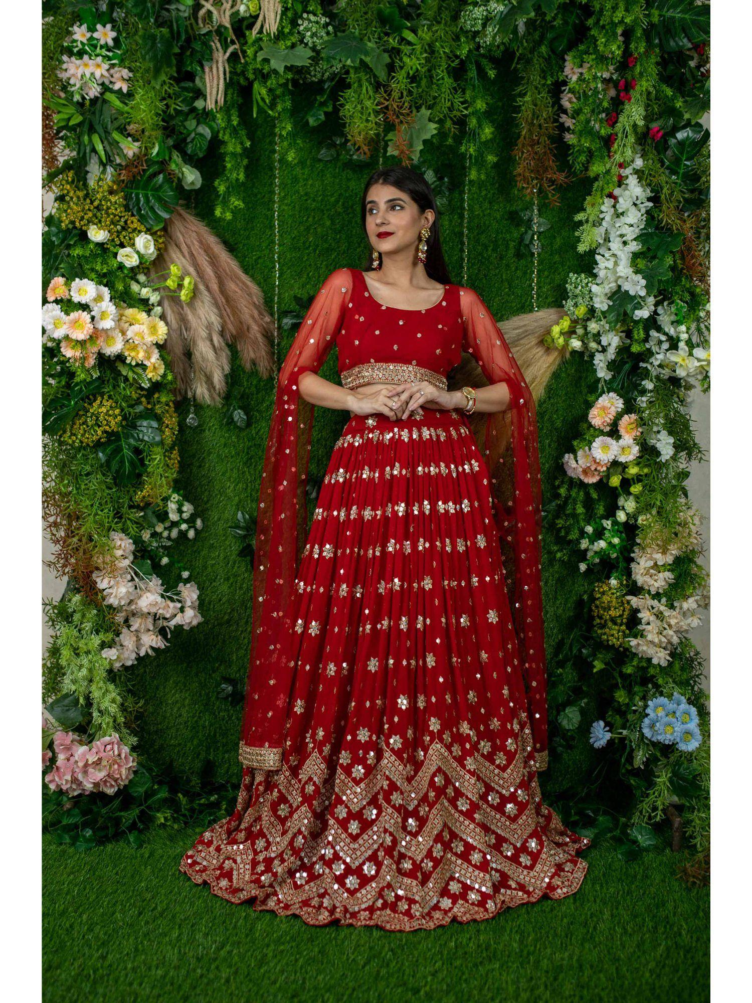 red and gold lehenga (set of 2)