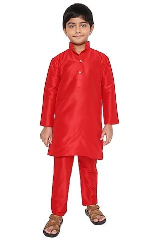 red banarasi kurta set for boys