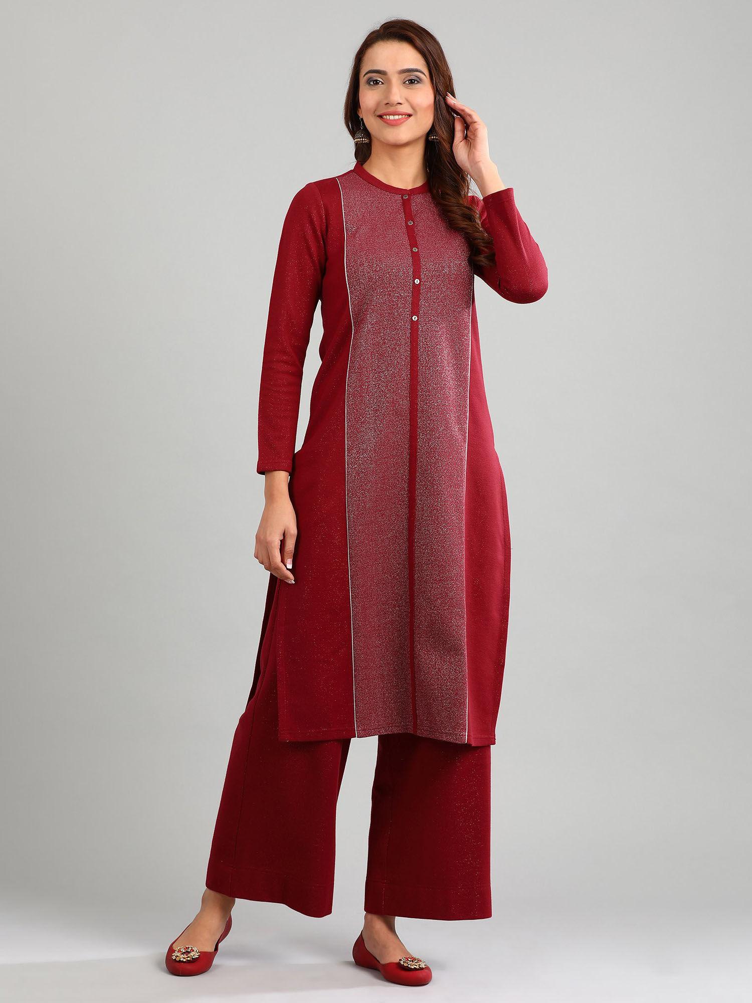 red band collar yarn-dyed winter kurta